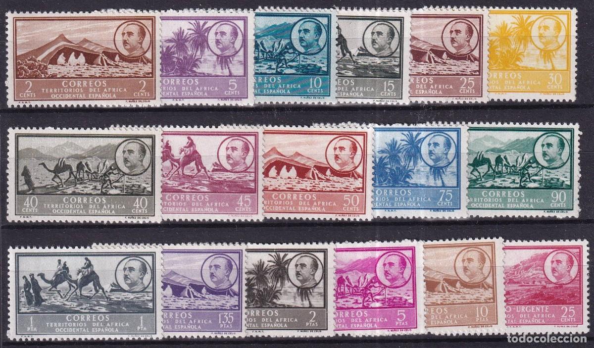 Briefmarken: Sellos dependencias espa&ntilde;olas AFRICA OCCIDENTAL a&ntilde;o 1950 EDIFIL 3/19** v.c. 95 &euro;