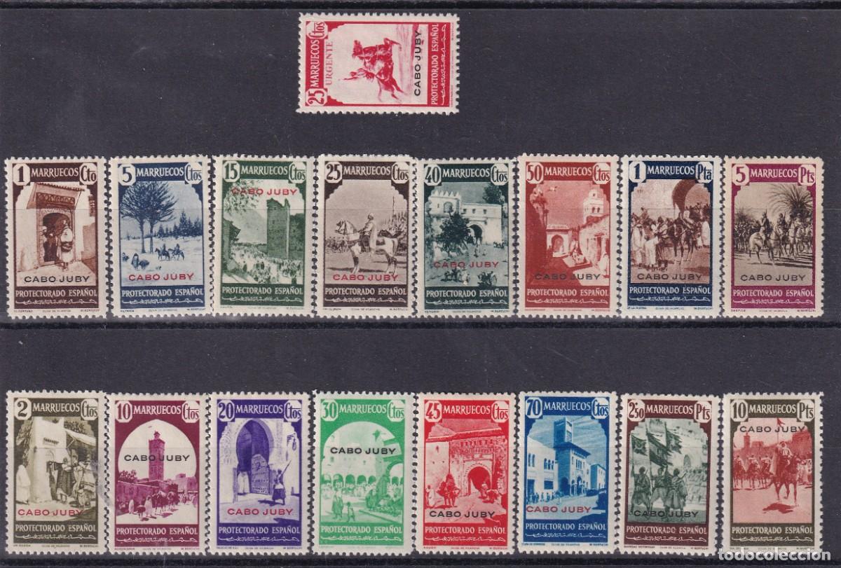 Timbres: Sellos dependencias espa&ntilde;olas CABO JUBY a&ntilde;o 1946 EDIFIL 116/132* v.c. 120 &euro;