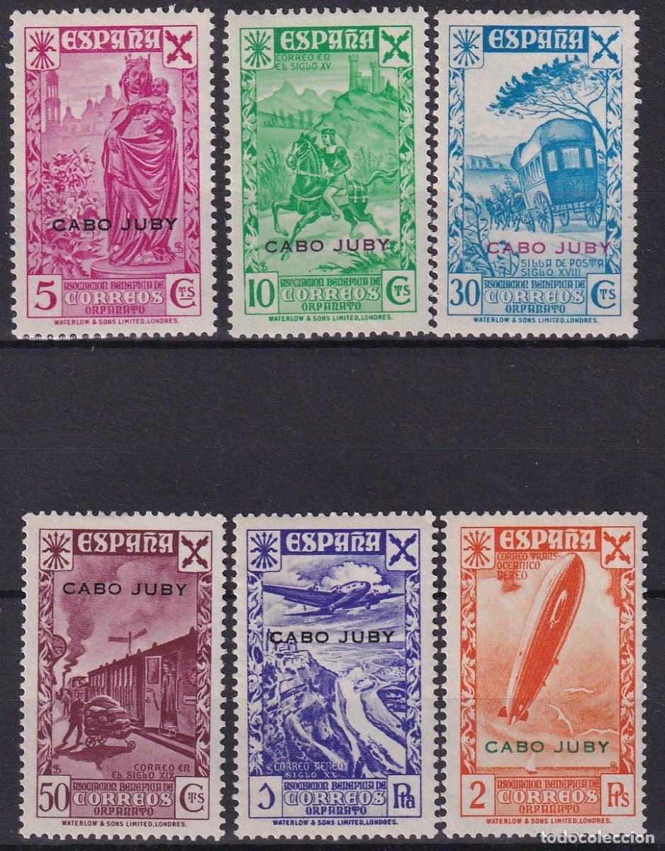 Briefmarken: Sellos dependencias espa&ntilde;olas CABO JUBY beneficiencia a&ntilde;o 1938 EDIFIL 1/6* v.c. 64 &euro;