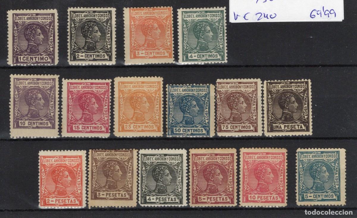 Timbres: Sellos dependencias espa&ntilde;olas ELOBEY ANNOBON CORISCO a&ntilde;o 1907 EDIFIL 35/50* v.c. 240 &euro;