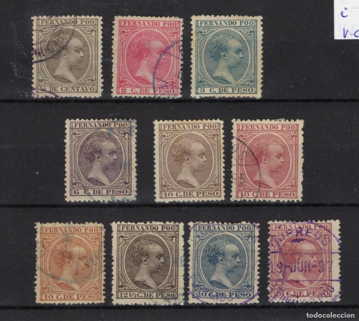 Timbres: Sellos dependencias espa&ntilde;olas FERNANDO POO a&ntilde;o 1894/96 EDIFIL 12/22&ordm; sin 16 v.c. 78 &euro;