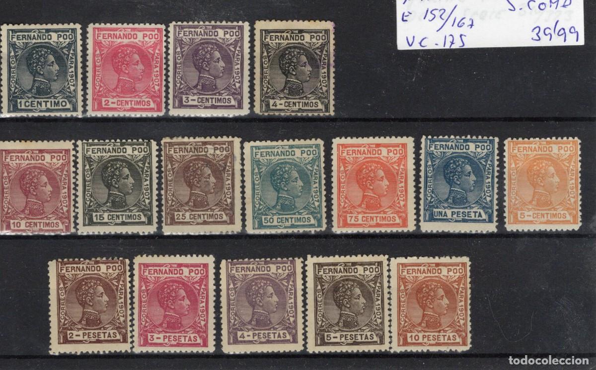 Timbres: Sellos dependencias espa&ntilde;olas FERNANDO POO a&ntilde;o 1907 EDIFIL 152/167* v.c. 175 &euro;