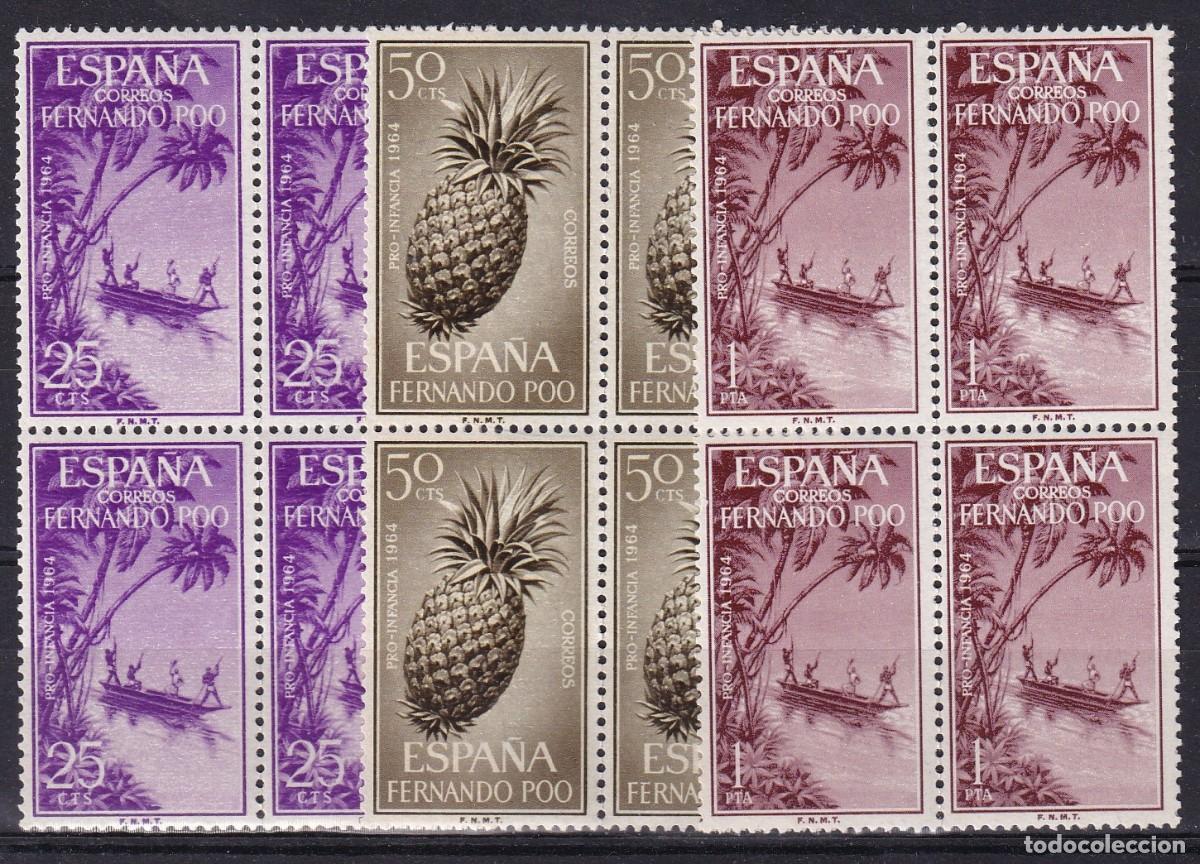 Timbres: Sellos dependencias espa&ntilde;olas FERNANDO POO a&ntilde;o 1964 EDIFIL 223/225** bloque de 4