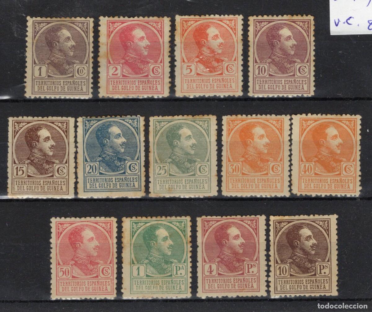 Stamps: Sellos dependencias espa&ntilde;olas GUINEA a&ntilde;o 1919 EDIFIL 128/140* v.c. 85 &euro;