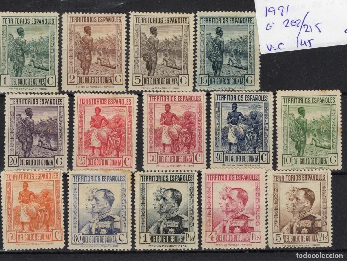 Stamps: Sellos dependencias espa&ntilde;olas GUINEA a&ntilde;o 1931 EDIFIL 202/215(*) v.c. 145 &euro;