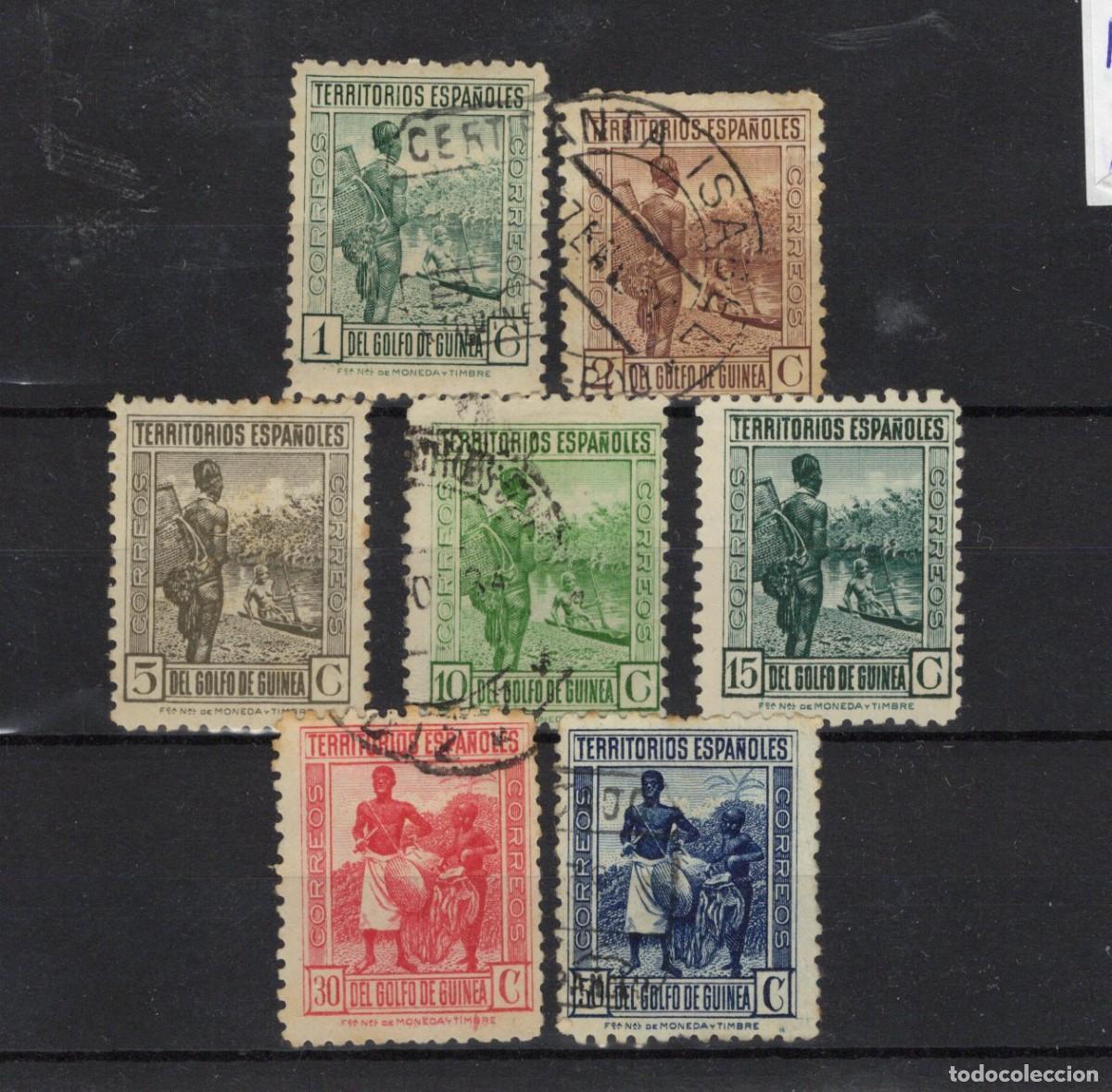 Timbres: Sellos dependencias espa&ntilde;olas GUINEA a&ntilde;o 1934/41 EDIFIL 244/250&ordm; v.c. 8 &euro;
