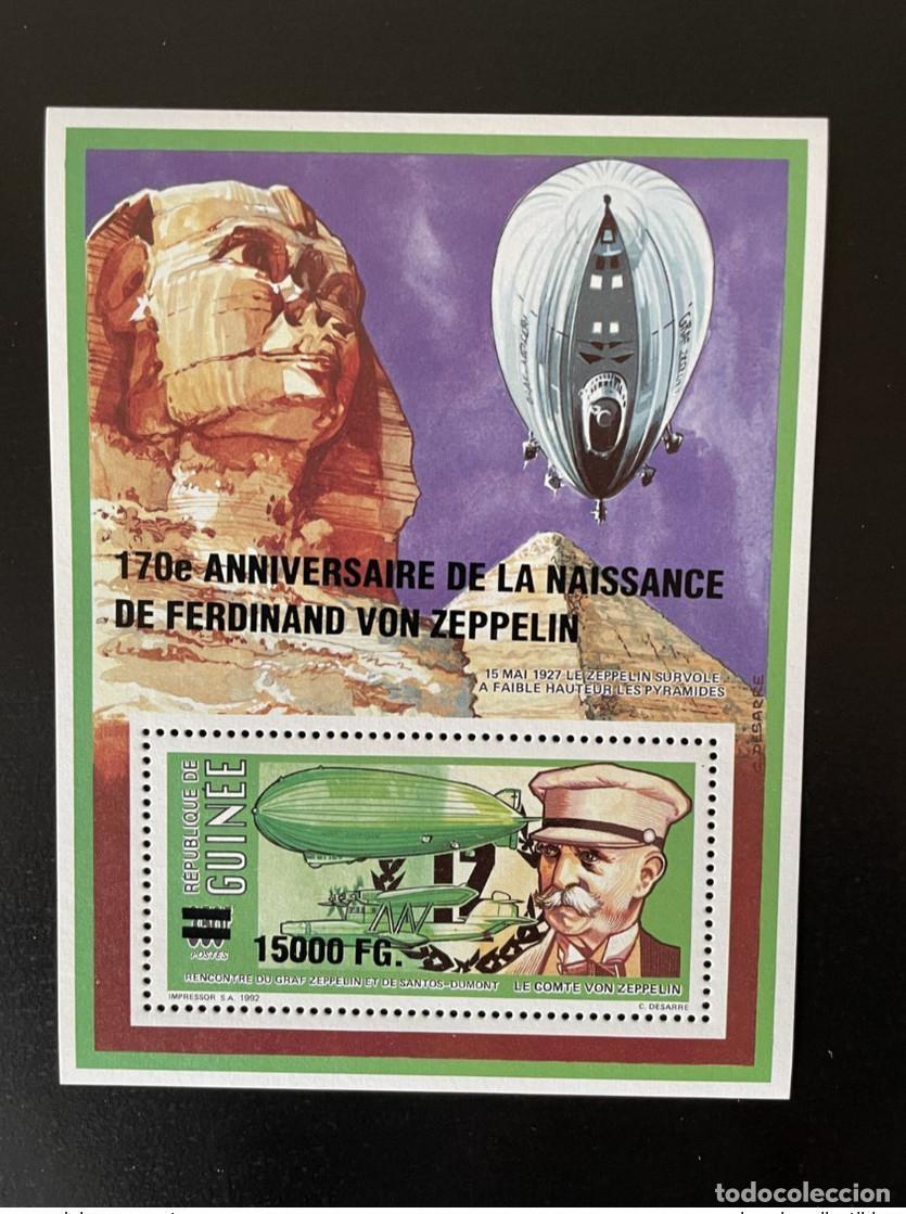 Sellos: Guinea 2008 Mi. Bl. 1647 sobrecarg&oacute; el 170 cumplea&ntilde;os de Ferdinand von Zeppelin
