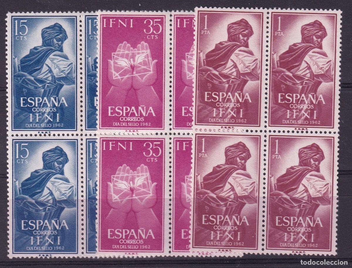 Sellos: Sellos dependencias espa&ntilde;olas IFNI a&ntilde;o 1962 EDIFIL 190/192** en bloque de 4