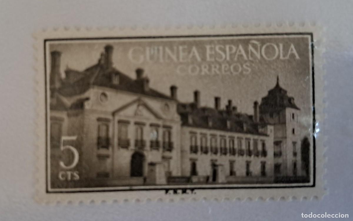 Sellos: Edifil 347 Sello Usado Guinea Espa&ntilde;ola Palacio del Pardo 5 Cts 1955