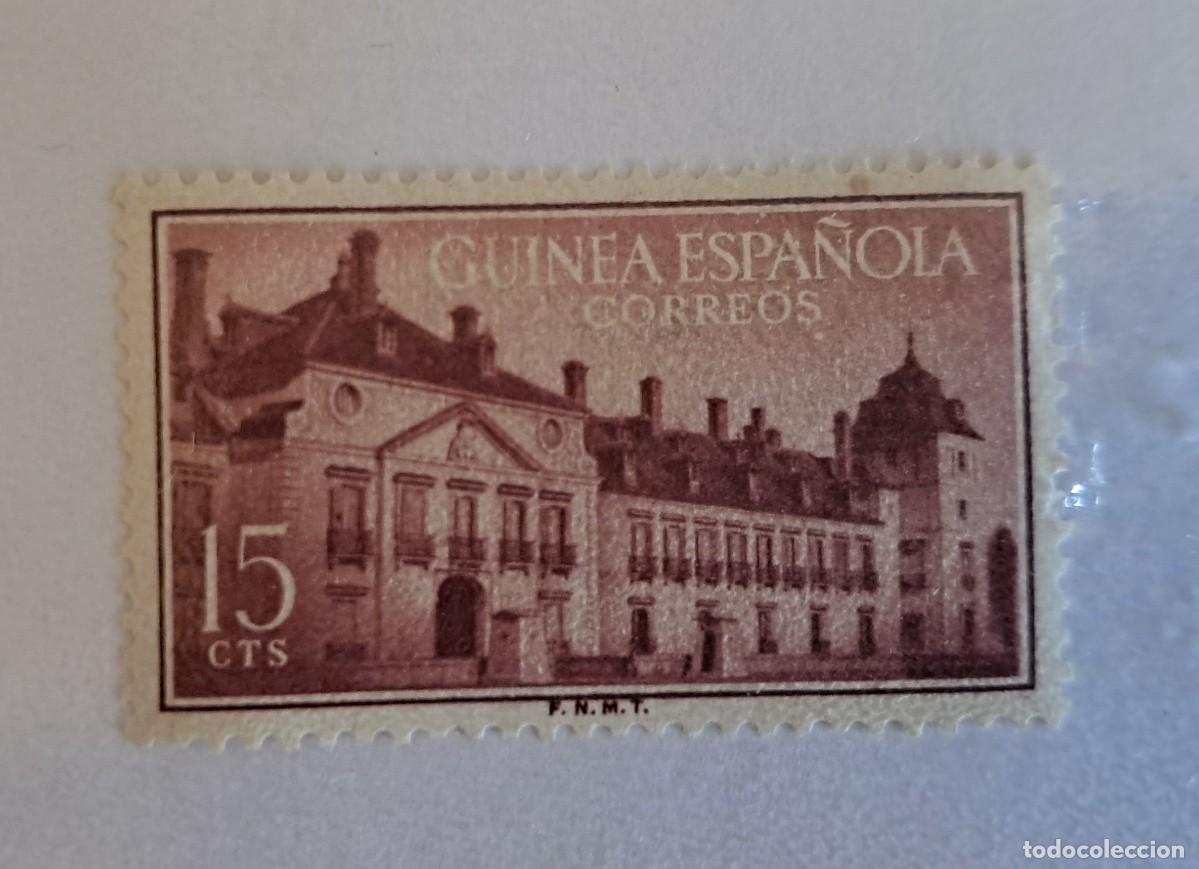 Sellos: Sello Usado Guinea Espa&ntilde;ola Palacio del Pardo 15 Cts 1953