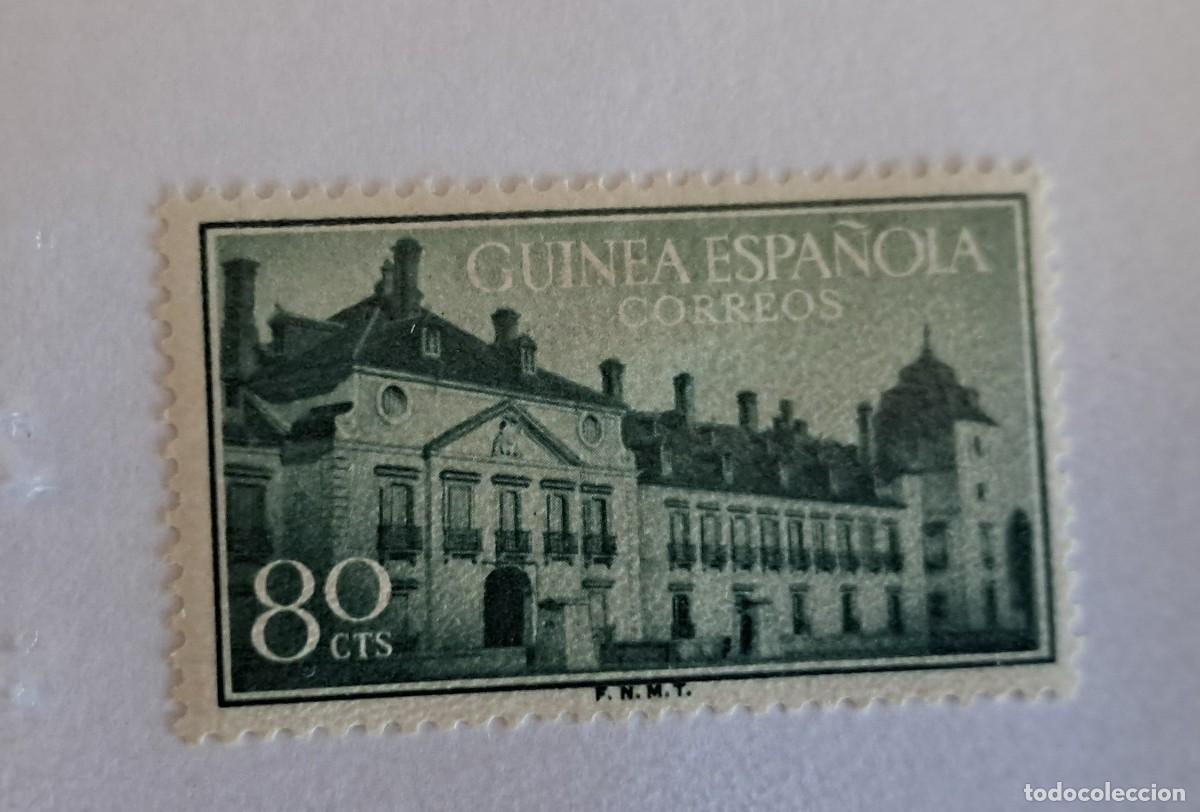 Sellos: Sello usado con charnela. Guinea Espa&ntilde;ola. Tratado de El Pardo. 18 junio 1955. Edifil 349.