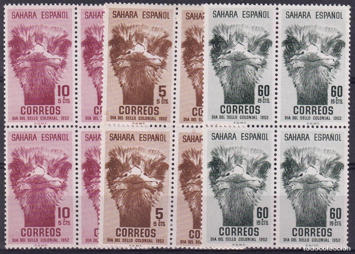 Sellos: Sellos dependencias espa&ntilde;olas SAHARA a&ntilde;o 1952 EDIFIL 98/100** en bloque de 4 v.c. 16 &euro;