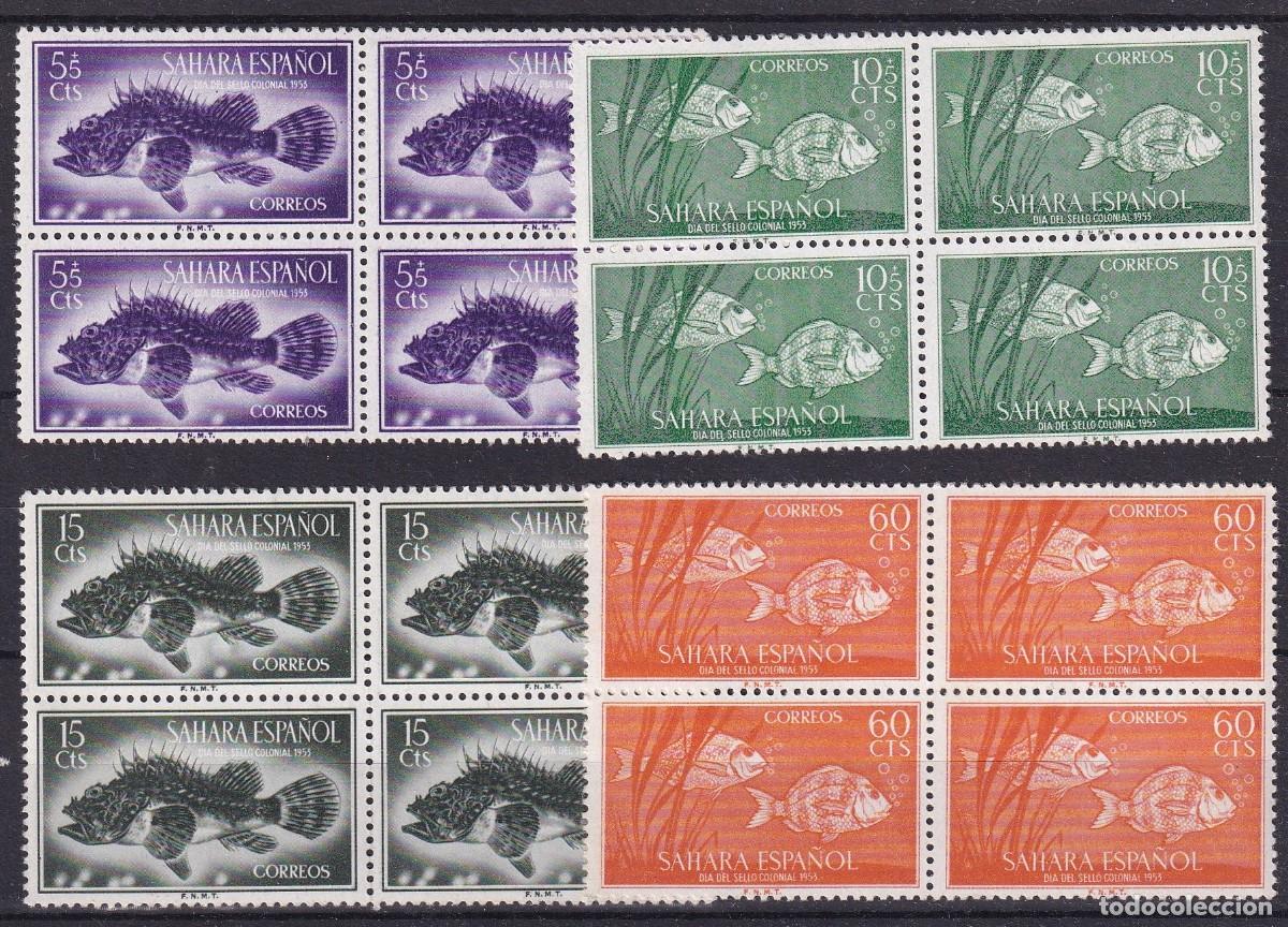 Sellos: Sellos dependencias espa&ntilde;olas SAHARA a&ntilde;o 1952 EDIFIL 108/111** en bloque de 4 v.c. 20 &euro;