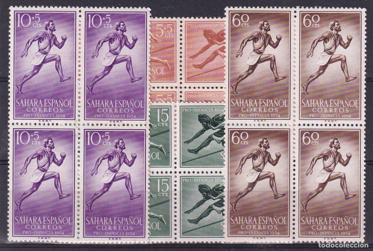 Sellos: Sellos dependencias espa&ntilde;olas SAHARA a&ntilde;o 1954 EDIFIL 112/115** en bloque de 4 v.c. 16 &euro;