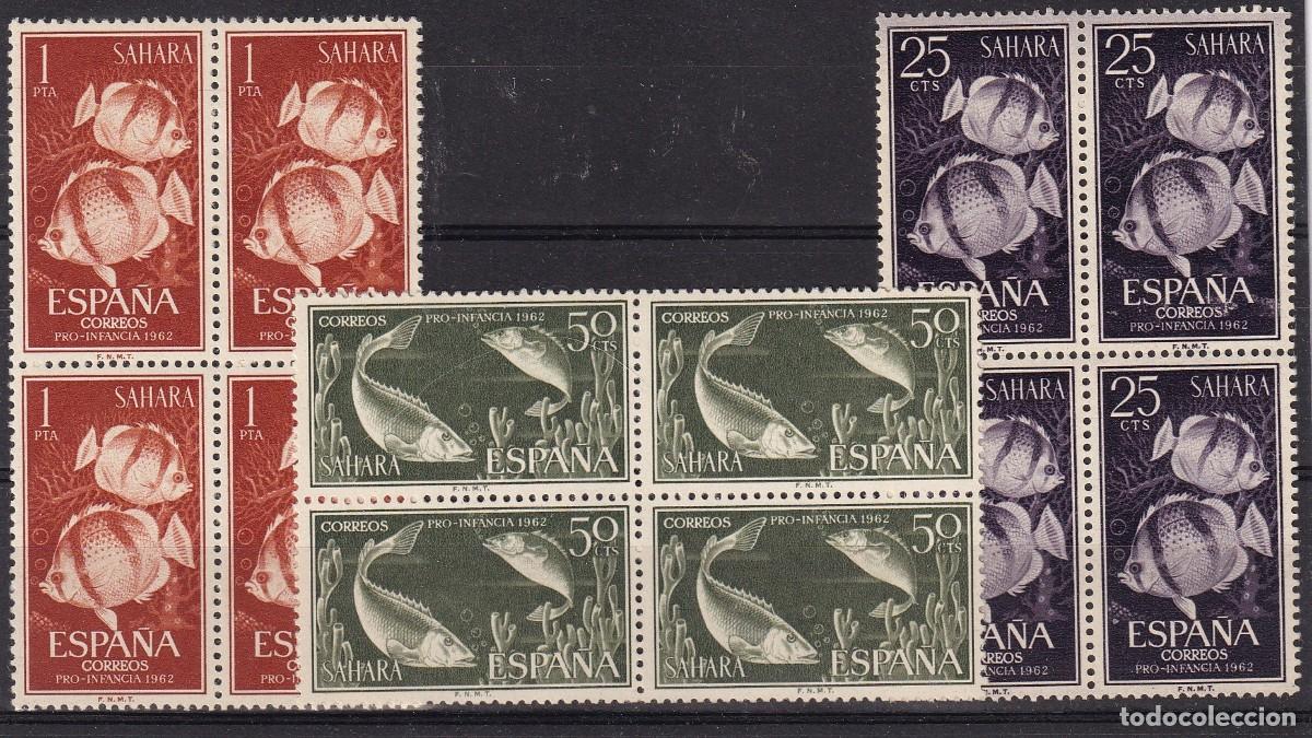 Sellos: Sellos dependencias espa&ntilde;olas SAHARA a&ntilde;o 1962 EDIFIL 209/211** en bloque de 4 v.c. 8 &euro;