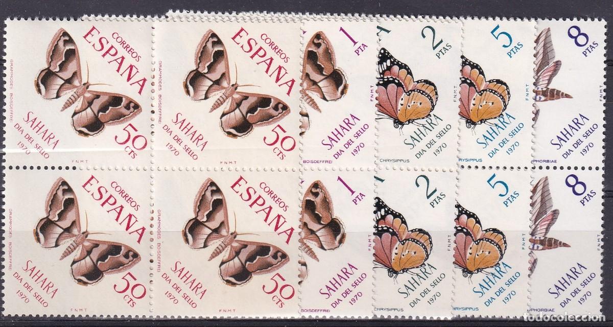 Sellos: Sellos dependencias espa&ntilde;olas SAHARA a&ntilde;o 1970 EDIFIL 283/287** en bloque de 4 v.c. 16 &euro;
