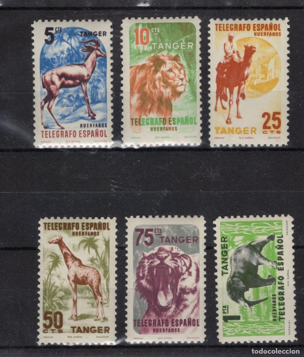 Sellos: Sellos dependencias espa&ntilde;olas TANGER telegrafos a&ntilde;o 1957 EDIFIL 65/70* cambios de colorv.c. 24 &euro;