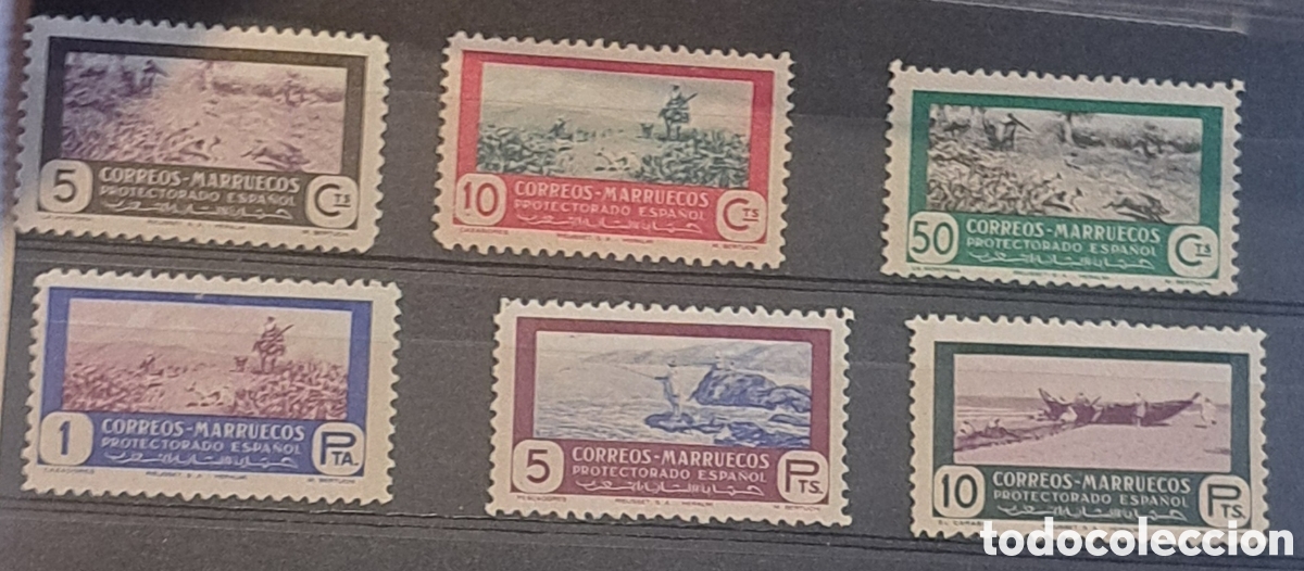 Sellos: Serie Edifil 330 - 335 Protectorado Marruecos Caza y pesca