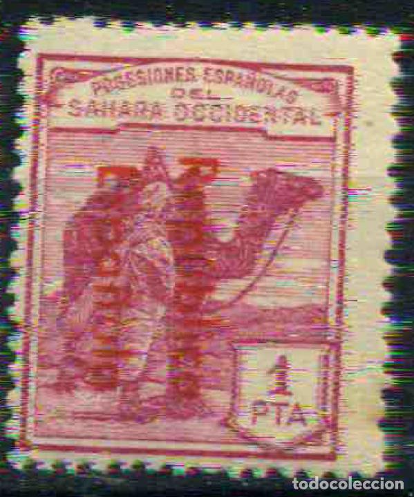 Sellos: Sahara 1932 habilitaci&oacute;n invertida con cambio de color (rojo