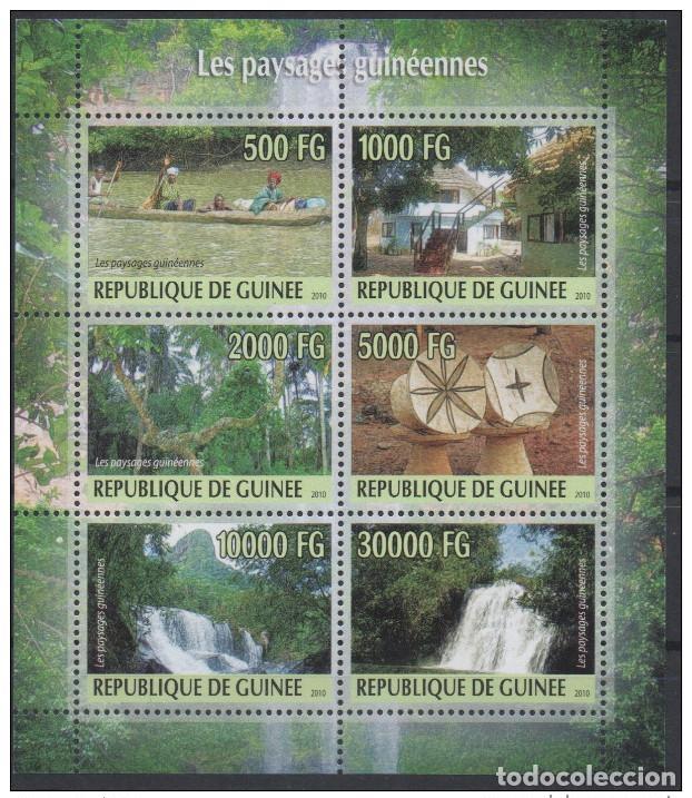 Sellos: Guinea 2010 Paisajes guineanos &iexcl;RAROS! Hoja de 6 sellos bloque