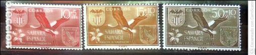 Sellos: Sahara. 146/48 Ayuda a Valencia: Cig&uuml;e&ntilde;a. 1958. Sellos nuevos y numeraci&oacute;n Edifil.