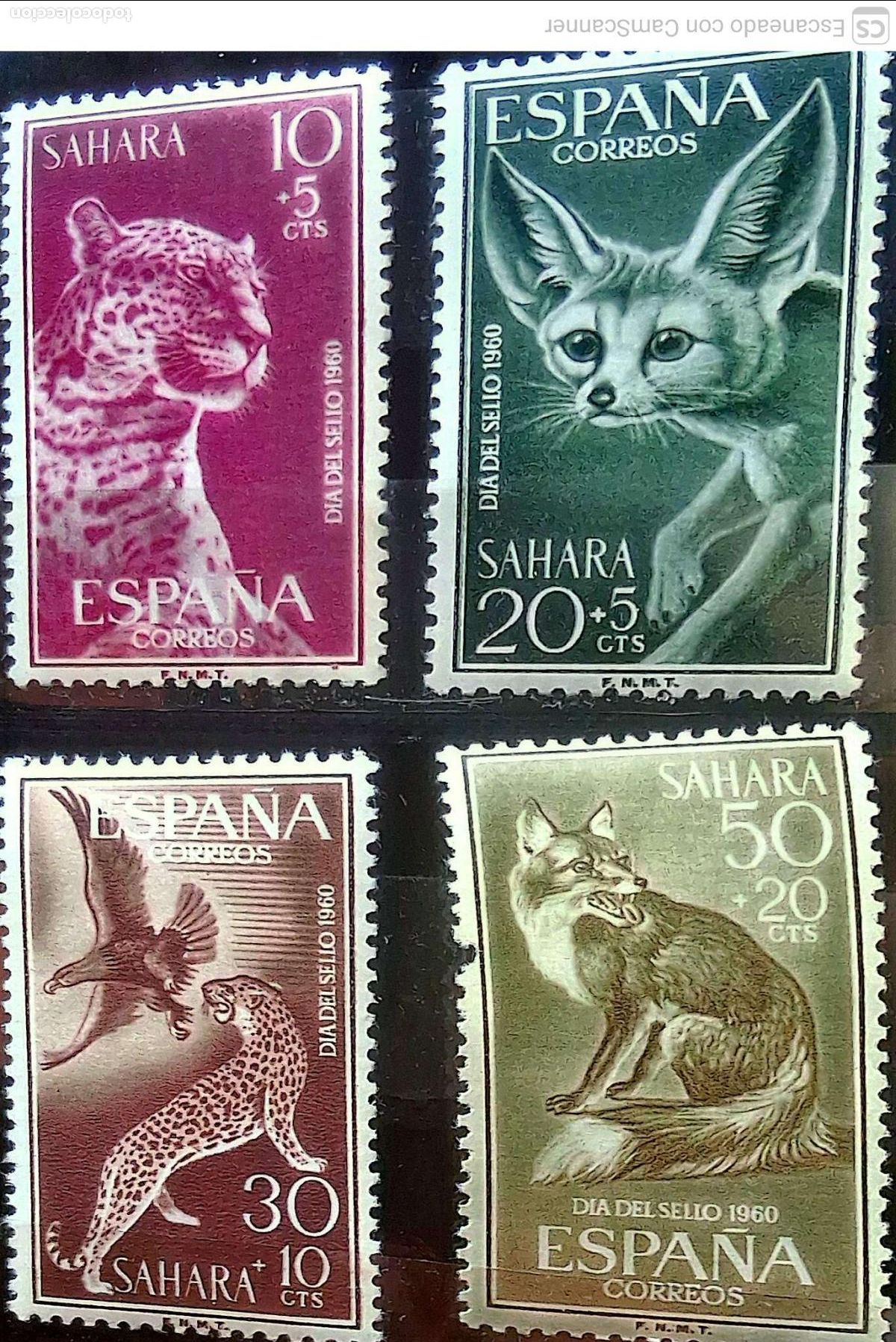 Sellos: Sahara. 176/79 D&iacute;a del Sello: Leopardo, fennec, &aacute;guila real y leopardo y zorro. 1960. Sellos nuevos