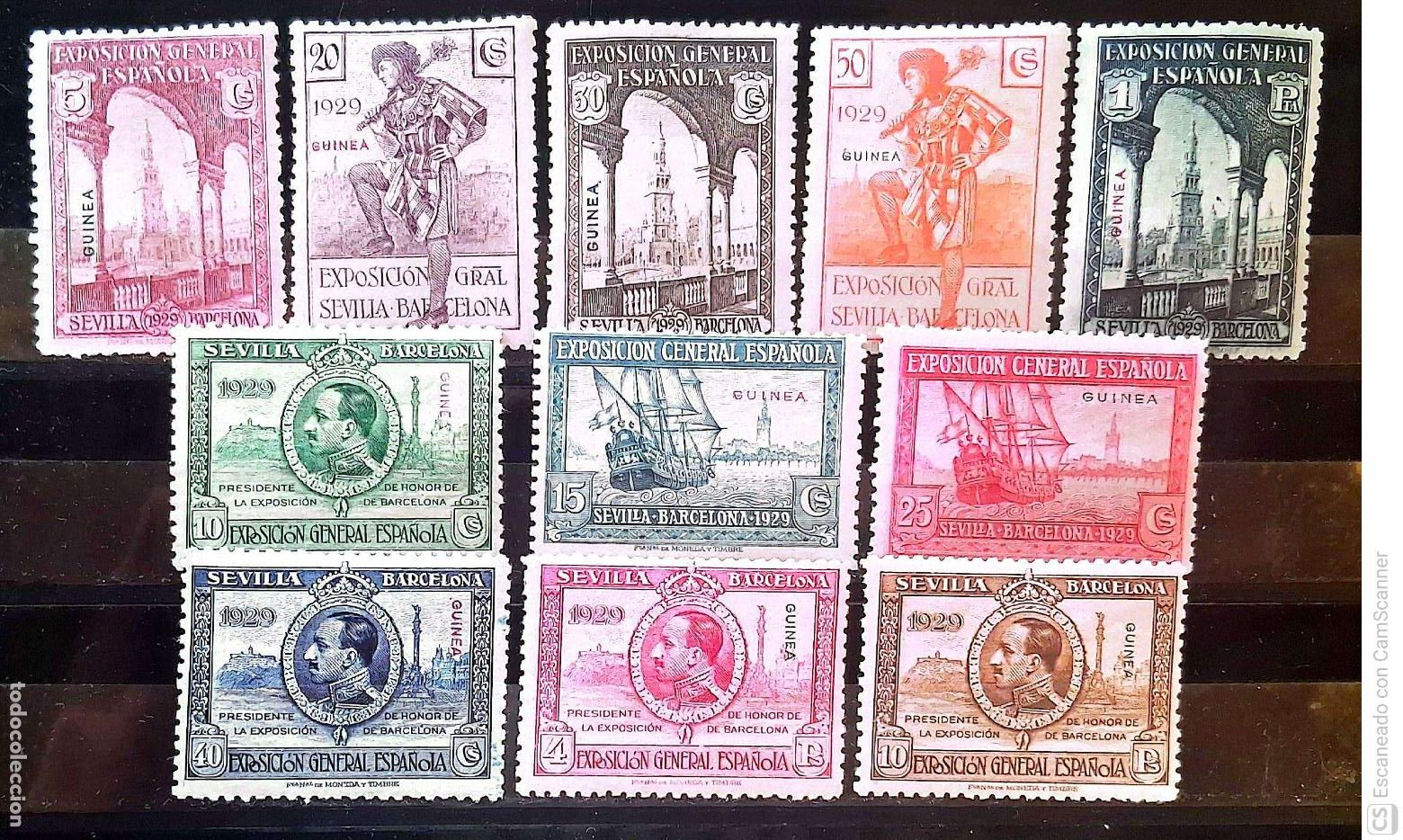 Sellos: Colonias Espa&ntilde;olas. 191/201 Exposiciones de Sevilla y Barcelona, sellos de Espa&ntilde;a con sobrecarga. 19