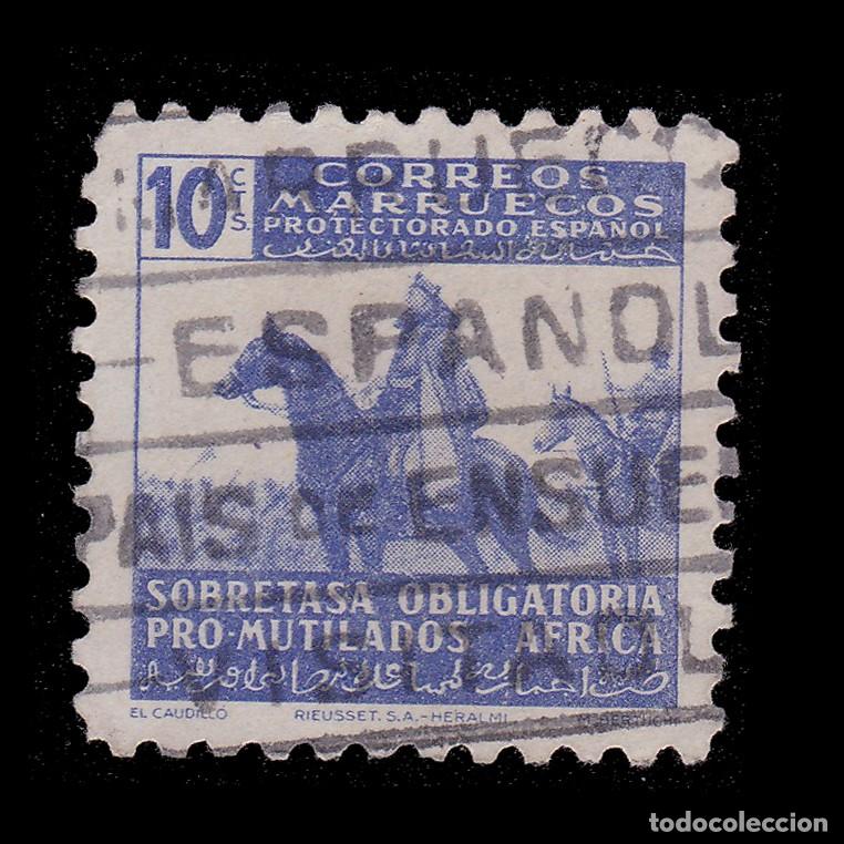 Sellos: Espa&ntilde;a.MARRUECOS Beneficencia.1943 Pro mutilados 10c. Usado. Edifil 22.+ Obsequio