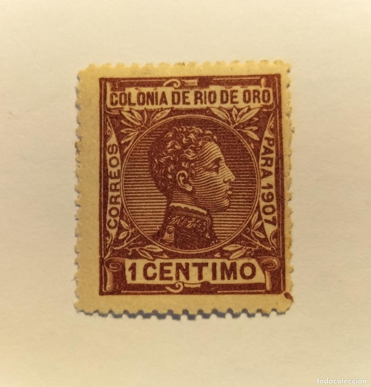 Sellos: SELLO RIO DE ORO -COLONIA ESPA&Ntilde;OLA - ALFONSO XIII - 1907- EDIFIL 18.