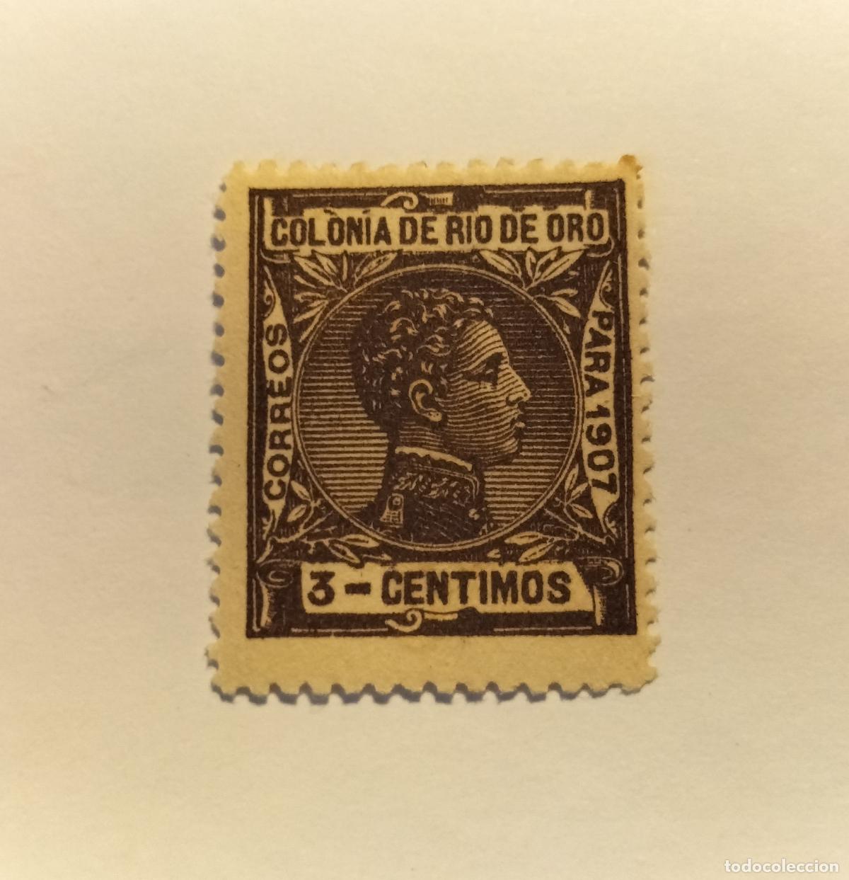 Sellos: SELLO RIO DE ORO -COLONIA ESPA&Ntilde;OLA - ALFONSO XIII - 1907- EDIFIL 20.
