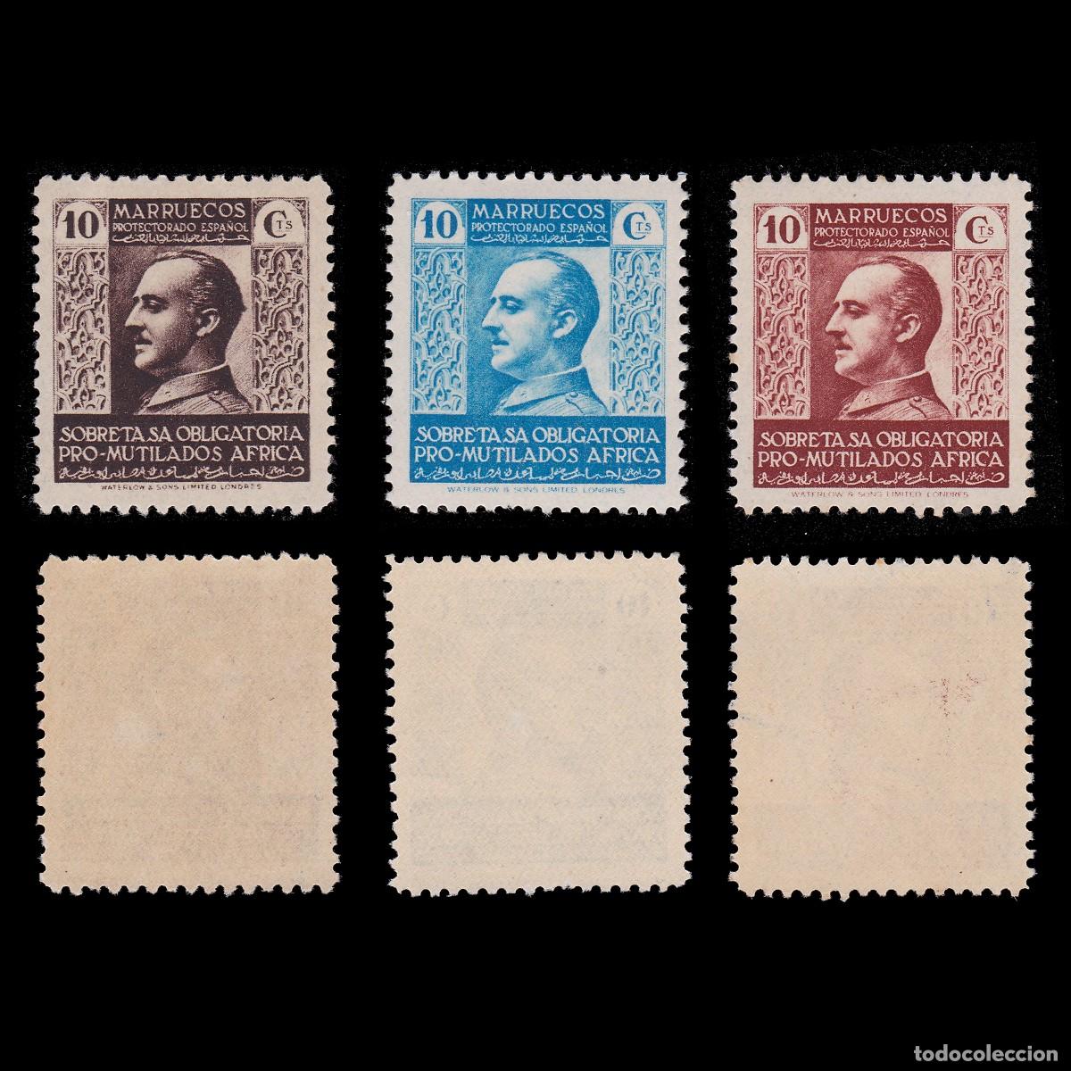 Sellos: Espa&ntilde;a.MARRUECOS Beneficencia.1937-9 Pro mutilados **. Edifil 1-3. + OBSEQUIO