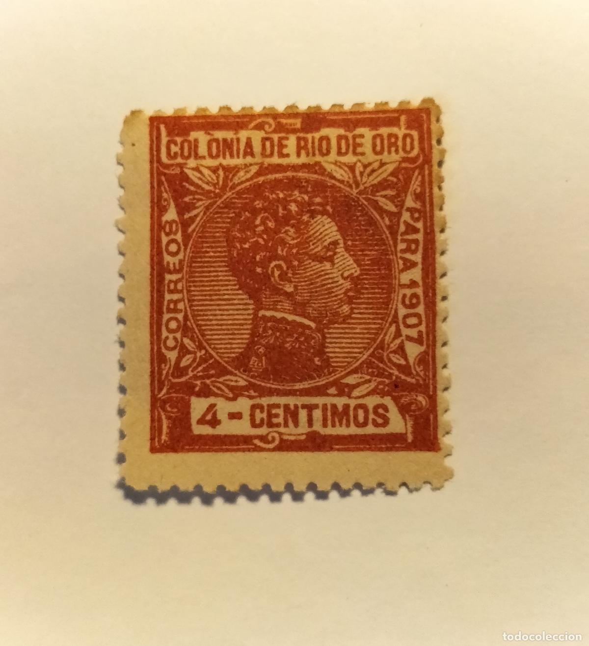 Sellos: SELLO RIO DE ORO -COLONIA ESPA&Ntilde;OLA - ALFONSO XIII - 1907- EDIFIL 21.