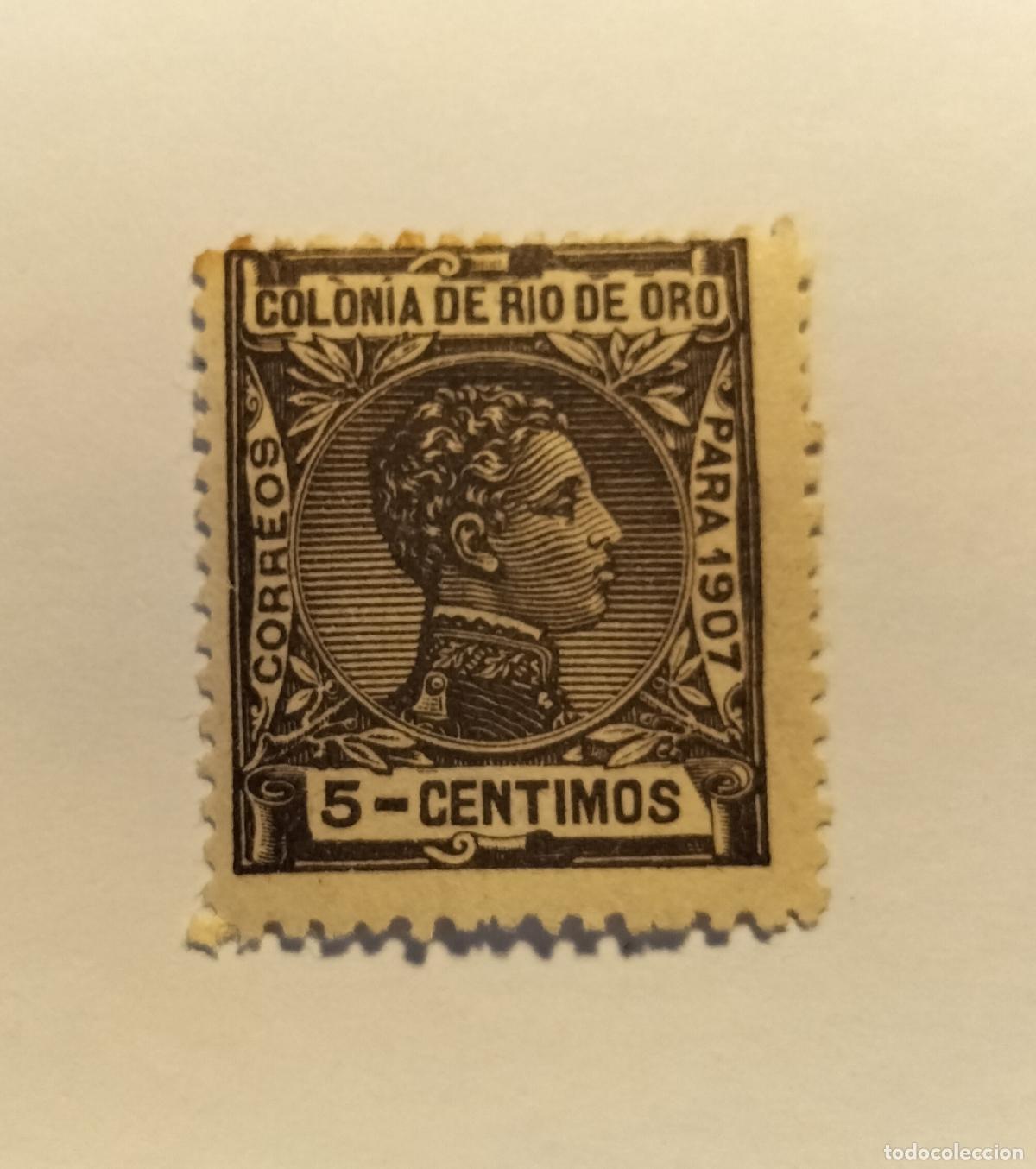 Sellos: SELLO RIO DE ORO -COLONIA ESPA&Ntilde;OLA - ALFONSO XIII - 1907- EDIFIL 22.