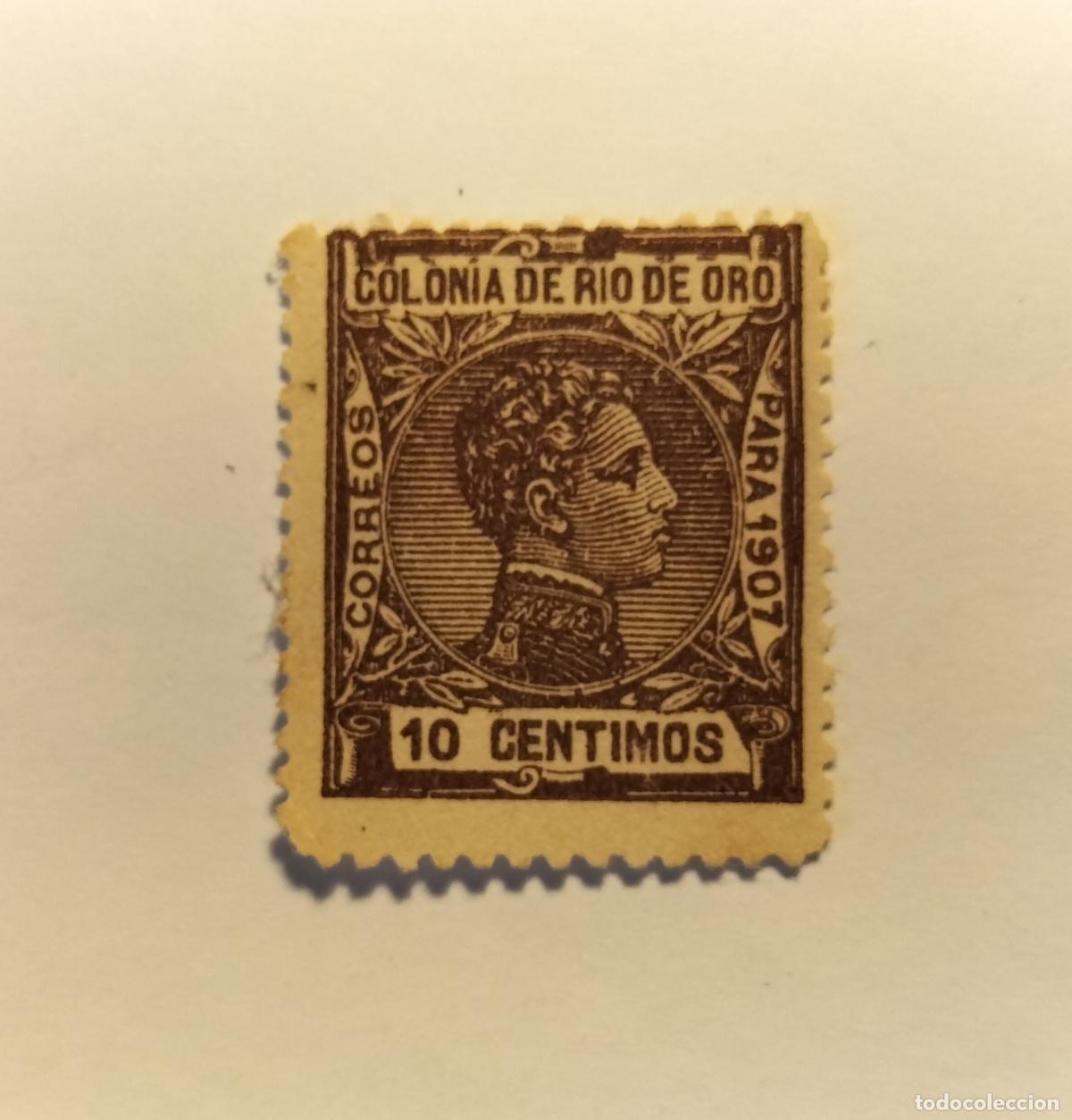 Sellos: SELLO RIO DE ORO -COLONIA ESPA&Ntilde;OLA - ALFONSO XIII - 1907- EDIFIL 23.