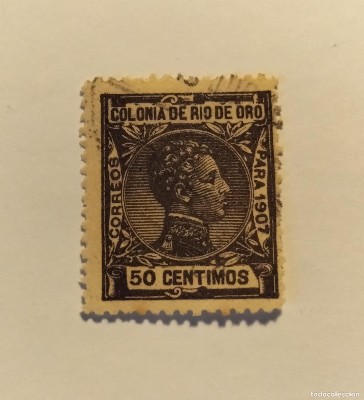 Sellos: SELLO RIO DE ORO -COLONIA ESPA&Ntilde;OLA - ALFONSO XIII - 1907- EDIFIL 26.