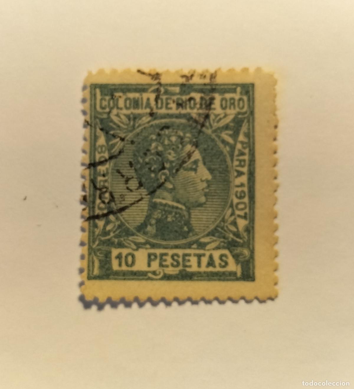Sellos: SELLO RIO DE ORO -COLONIA ESPA&Ntilde;OLA - ALFONSO XIII - 1907- EDIFIL 33.
