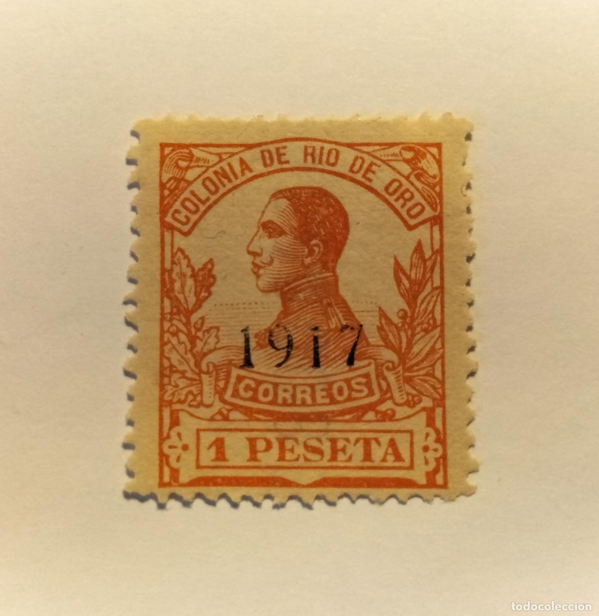 Sellos: SELLO RIO DE ORO -COLONIA ESPA&Ntilde;OLA - ALFONSO XIII - 1917- EDIFIL 101.