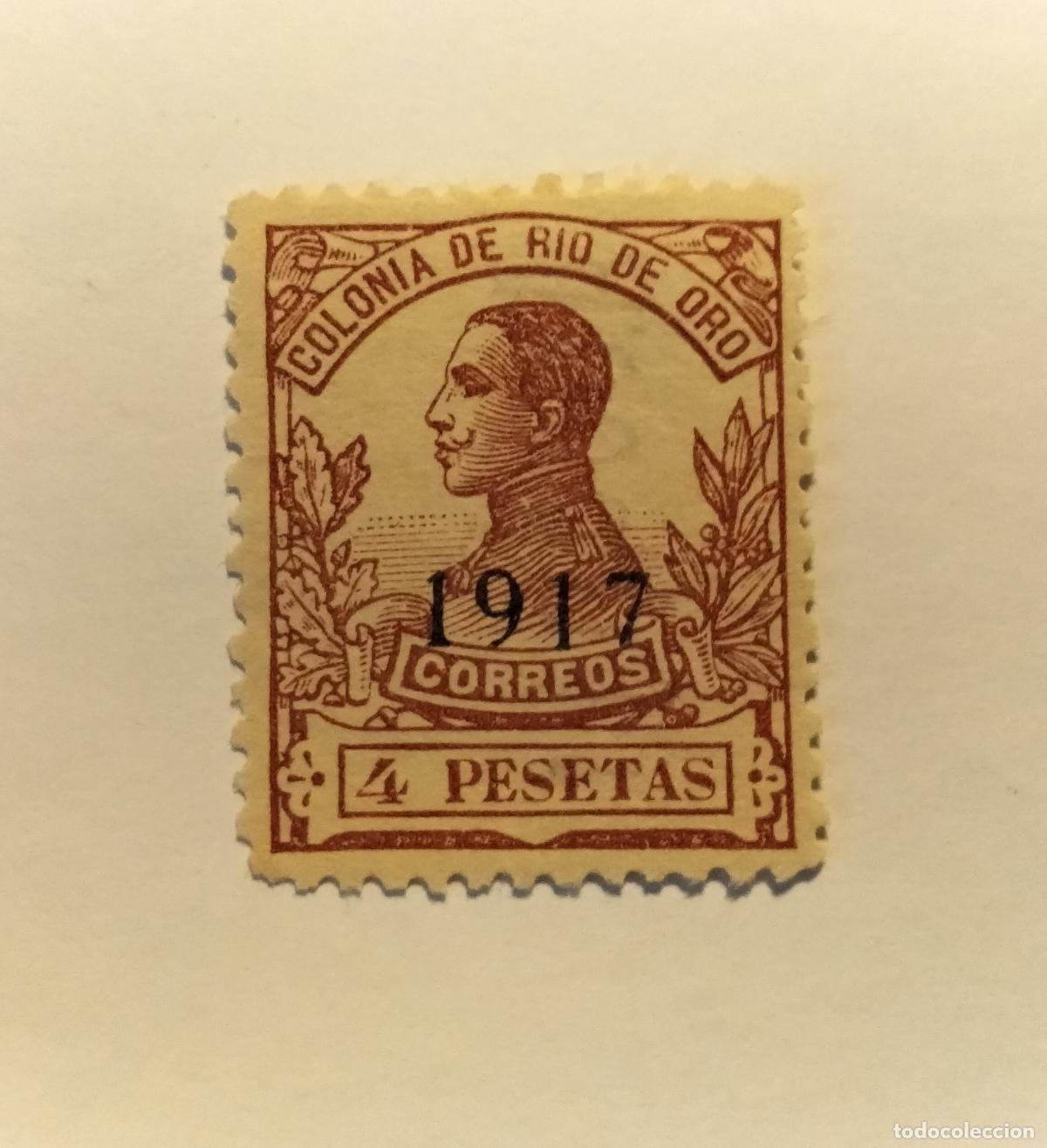 Sellos: SELLO RIO DE ORO -COLONIA ESPA&Ntilde;OLA - ALFONSO XIII - 1917- EDIFIL 102.