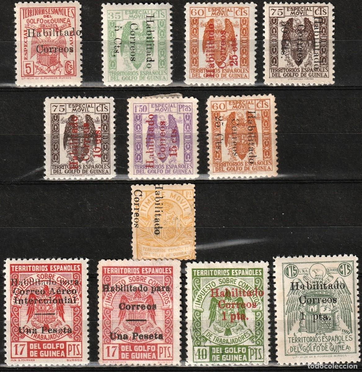 Sellos: Guinea Espa&ntilde;ola edf n&ordm;259A/259LSerie completa.Sellos nuevos sin y con charnela MNH y MH.1939/41