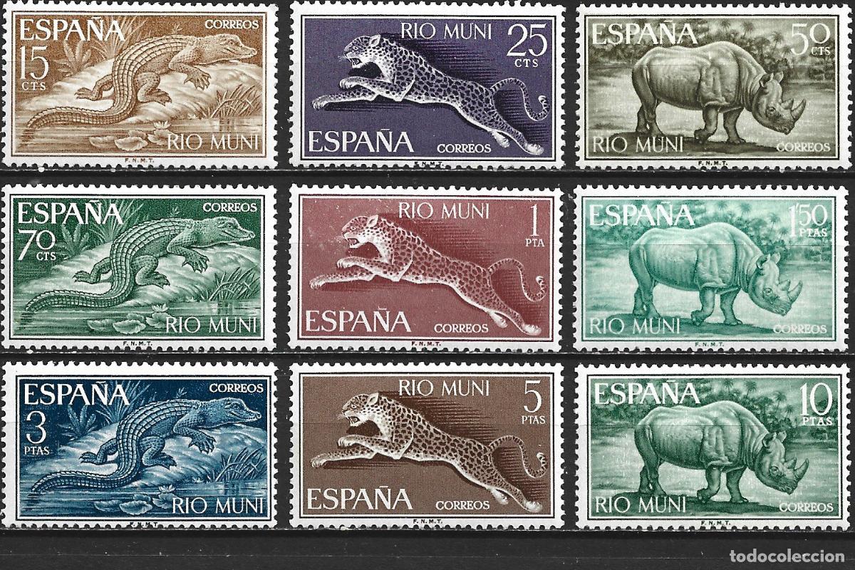 Sellos: RIO MUNI EDIFIL NUM. 48/56 * SERIE COMPLETA CON FIJASELLOS