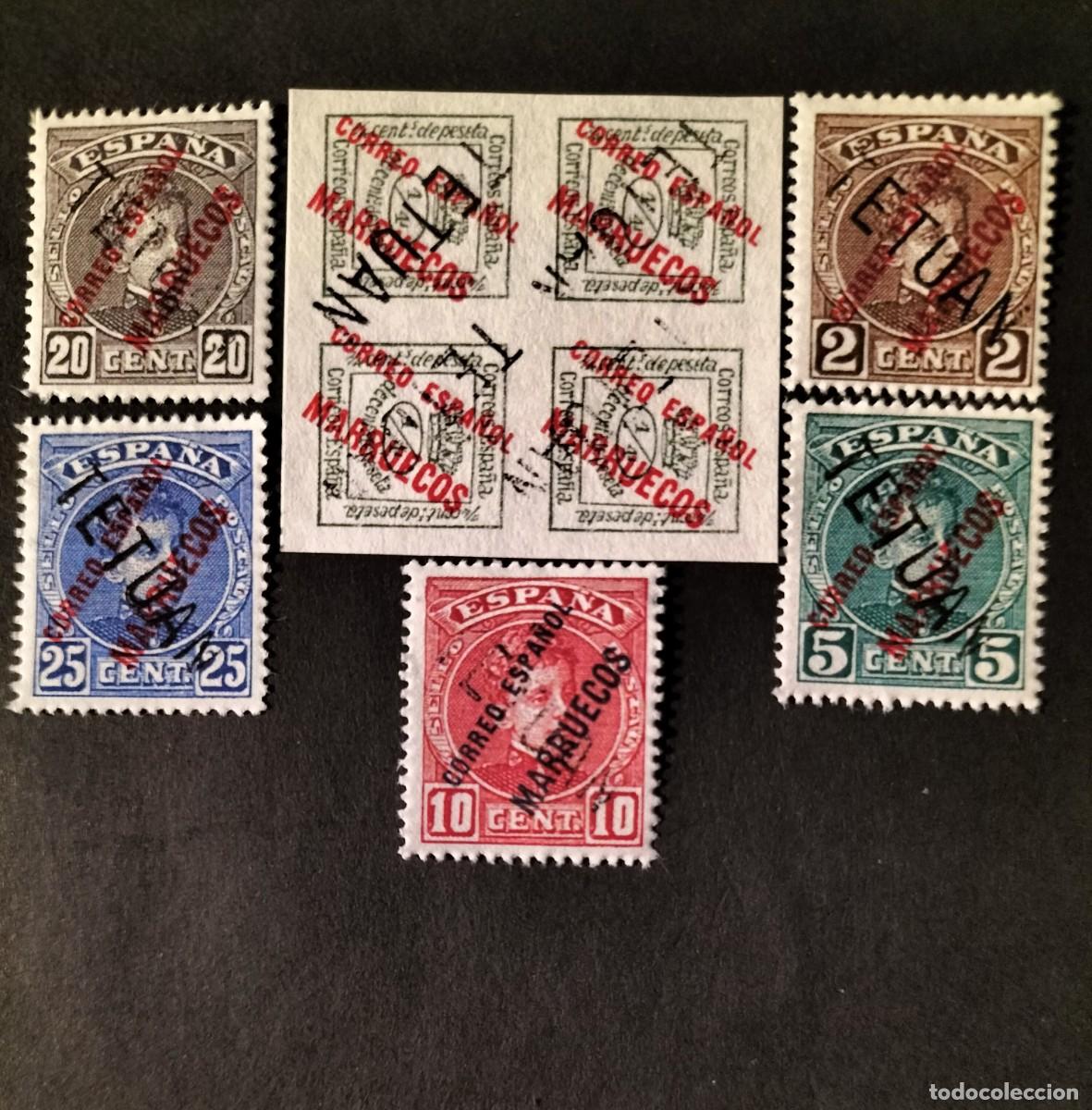 Sellos: Edifil 23-38 TETUAN MARRUECOS MNH Colonias Espa&ntilde;a 1908 sin fijasellos