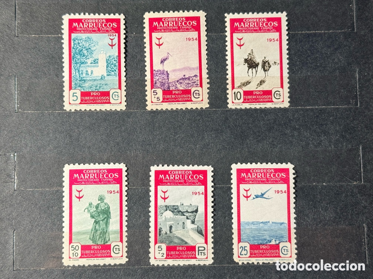 Sellos: Espa&ntilde;a. 1954. Estado Espa&ntilde;ol. Marruecos. Edifil 394/399. Nuevos */**