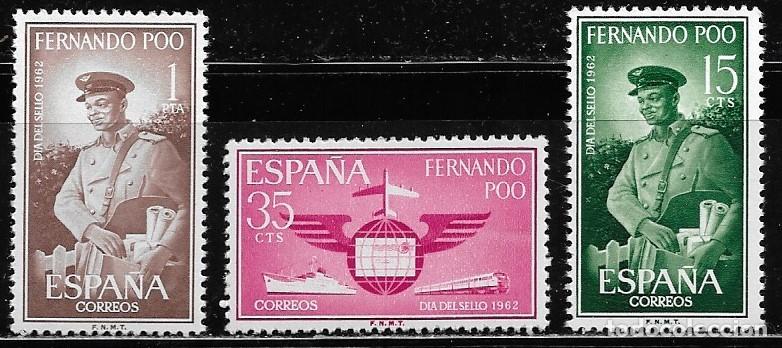 Sellos: FERNANDO POO 1962, SERIE EDIFIL 210/212 - D&Iacute;A DEL SELLO. MNH.