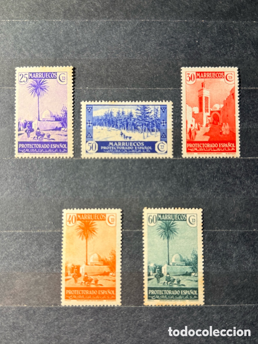 Sellos: Espa&ntilde;a. 1935/1937. II Rep&uacute;blica. Marruecos. Edifil 152, 153 y 155/157. Nuevos */**
