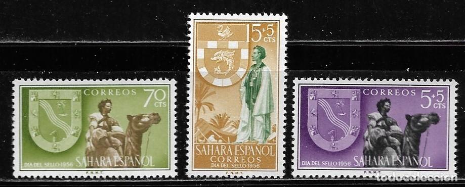 Sellos: SAHARA 1956, SERIE EDIFIL 130/132 - D&Iacute;A DEL SELLO. MNH.