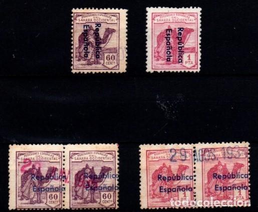 Sellos: Sahara espa&ntilde;ol n&ordm; 44A, 45A, 44/45B. A&ntilde;o 1931/5