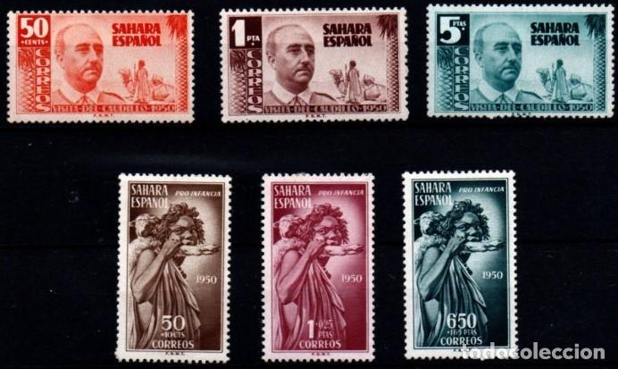 Sellos: Sahara espa&ntilde;ol n&ordm; 83/5, 88/90. A&ntilde;o 1949/51