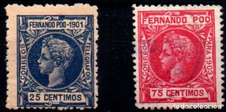 Sellos: Fernando Poo n&ordm; 101, 129. A&ntilde;o 1901/3