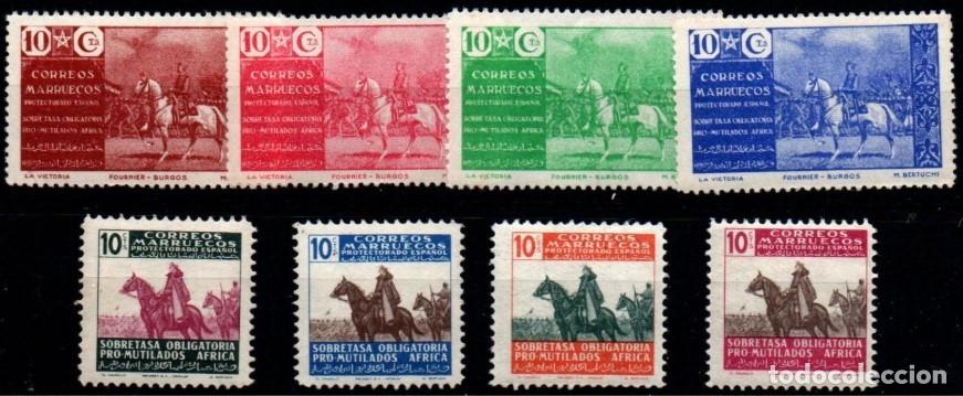 Sellos: Marruecos espa&ntilde;ol(Beneficencia) n&ordm; 13/16, 32/5. A&ntilde;o 1941/45