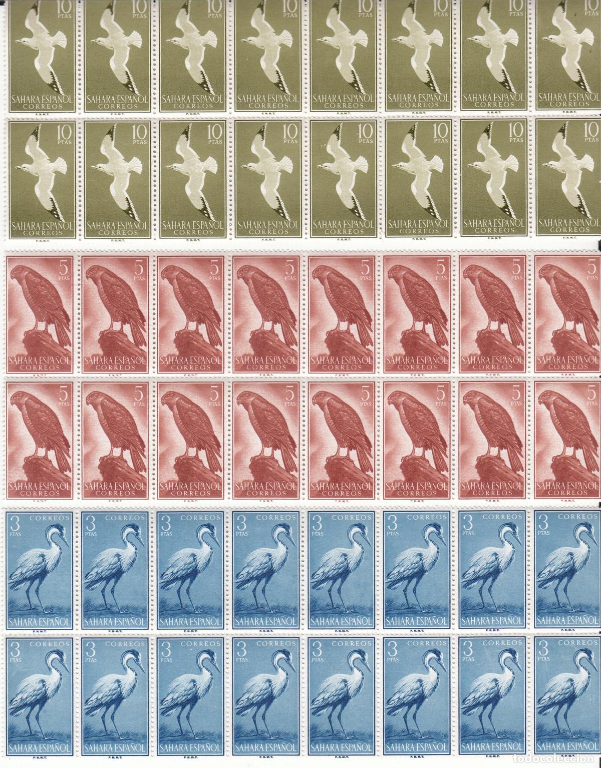 Sellos: CRCOL211 SELLOS COLONIA SAHARA N&ordm; CAT 160-8 SIN CHARNELA 9 BLOQUES DE 16 SELLOS 80